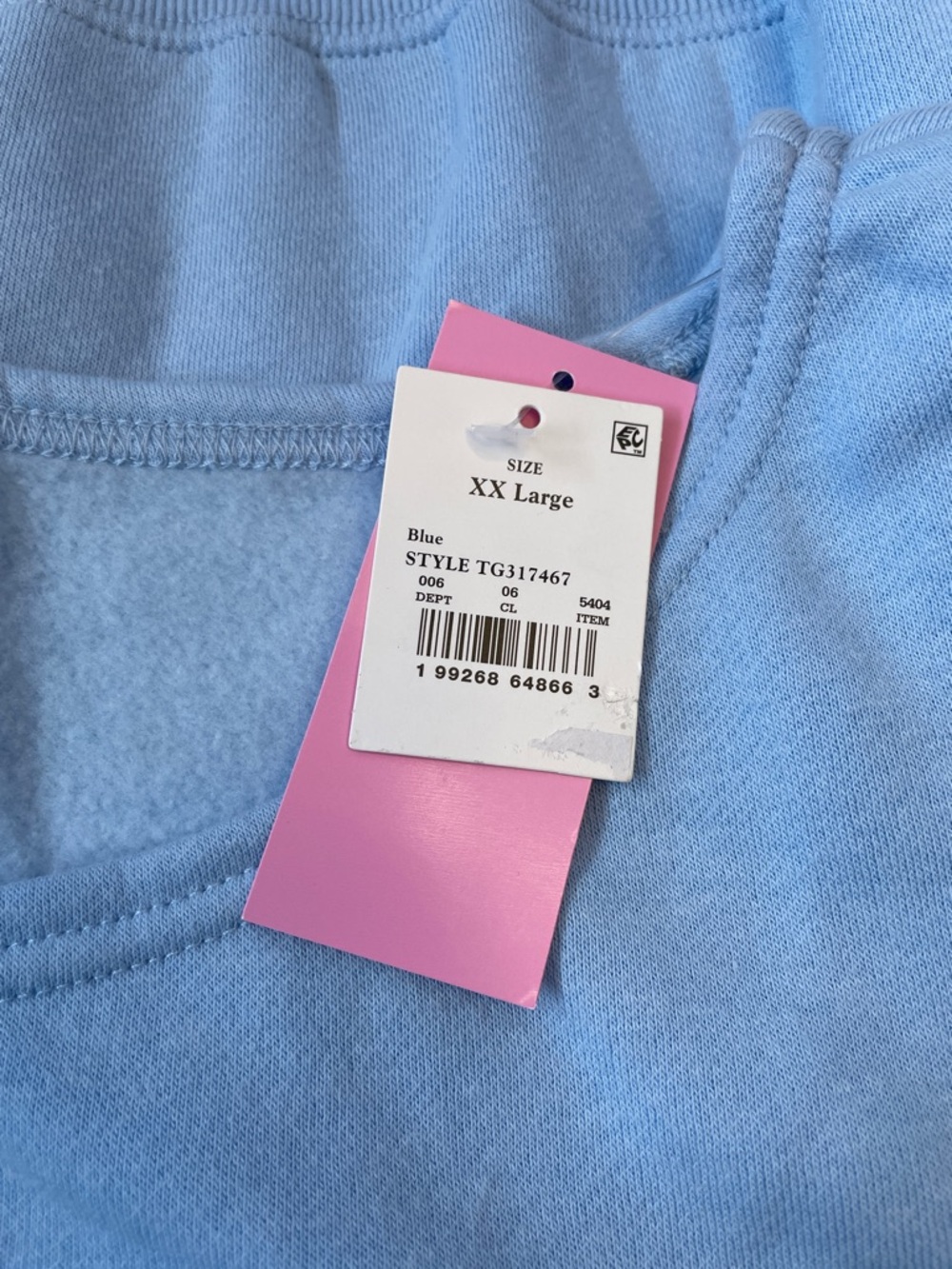 NWT Peanuts Light Blue Off-Shoulder Sweatshirt with Pink Bow Snoopy.  See XXL. - Picture 4 of 5